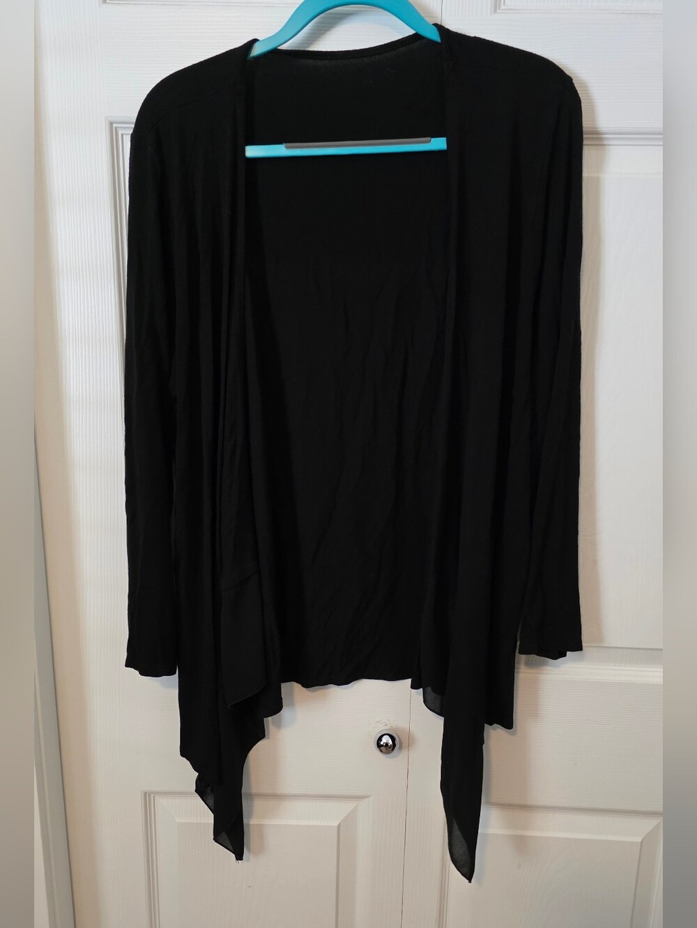Addition Elle Black Draped Open-Front Cardigan - Picture 2 of 6